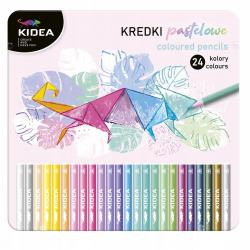 KIDEA trojhranné pastelky pastelové  v plechovej krabici 24ks